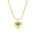 Jewelry wholesale Vintage Retro Copper Hammer Pattern Blue Stone Pendant Necklace