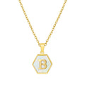 Jewelry wholesale 18K Gold Hexagonal Shell Letter Pendant Necklace