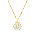 Jewelry wholesale 18K Gold Hexagonal Shell Letter Pendant Necklace