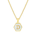 Jewelry wholesale 18K Gold Hexagonal Shell Letter Pendant Necklace