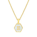 Jewelry wholesale 18K Gold Hexagonal Shell Letter Pendant Necklace