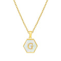 Jewelry wholesale 18K Gold Hexagonal Shell Letter Pendant Necklace