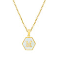 Jewelry wholesale 18K Gold Hexagonal Shell Letter Pendant Necklace