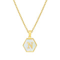 Jewelry wholesale 18K Gold Hexagonal Shell Letter Pendant Necklace