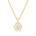 Jewelry wholesale 18K Gold Hexagonal Shell Letter Pendant Necklace