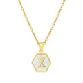 Jewelry wholesale 18K Gold Hexagonal Shell Letter Pendant Necklace