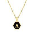 Jewelry wholesale 18K Gold Hexagonal Shell Letter Pendant Necklace