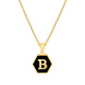 Jewelry wholesale 18K Gold Hexagonal Shell Letter Pendant Necklace