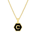 Jewelry wholesale 18K Gold Hexagonal Shell Letter Pendant Necklace