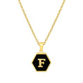 Jewelry wholesale 18K Gold Hexagonal Shell Letter Pendant Necklace