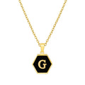 Jewelry wholesale 18K Gold Hexagonal Shell Letter Pendant Necklace