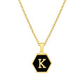 Jewelry wholesale 18K Gold Hexagonal Shell Letter Pendant Necklace