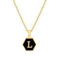 Jewelry wholesale 18K Gold Hexagonal Shell Letter Pendant Necklace