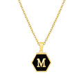 Jewelry wholesale 18K Gold Hexagonal Shell Letter Pendant Necklace