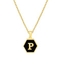 Jewelry wholesale 18K Gold Hexagonal Shell Letter Pendant Necklace