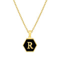 Jewelry wholesale 18K Gold Hexagonal Shell Letter Pendant Necklace