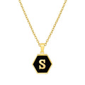 Jewelry wholesale 18K Gold Hexagonal Shell Letter Pendant Necklace