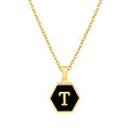 Jewelry wholesale 18K Gold Hexagonal Shell Letter Pendant Necklace