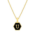 Jewelry wholesale 18K Gold Hexagonal Shell Letter Pendant Necklace