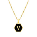 Jewelry wholesale 18K Gold Hexagonal Shell Letter Pendant Necklace