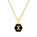 Jewelry wholesale 18K Gold Hexagonal Shell Letter Pendant Necklace