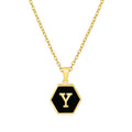 Jewelry wholesale 18K Gold Hexagonal Shell Letter Pendant Necklace