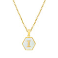 Jewelry wholesale 18K Gold Hexagonal Shell Letter Pendant Necklace