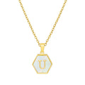 Jewelry wholesale 18K Gold Hexagonal Shell Letter Pendant Necklace