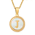 Jewelry wholesale 18K Gold Natural Shell 26 Letter Pendant Stainless Steel Necklace