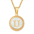 Jewelry wholesale 18K Gold Natural Shell 26 Letter Pendant Stainless Steel Necklace