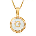 Jewelry wholesale 18K Gold Natural Shell 26 Letter Pendant Stainless Steel Necklace