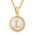 Jewelry wholesale 18K Gold Natural Shell 26 Letter Pendant Stainless Steel Necklace