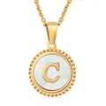 Jewelry wholesale 18K Gold Natural Shell 26 Letter Pendant Stainless Steel Necklace