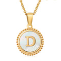Jewelry wholesale 18K Gold Natural Shell 26 Letter Pendant Stainless Steel Necklace
