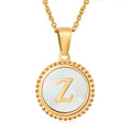Jewelry wholesale 18K Gold Natural Shell 26 Letter Pendant Stainless Steel Necklace