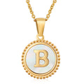 Jewelry wholesale 18K Gold Natural Shell 26 Letter Pendant Stainless Steel Necklace