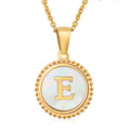 Jewelry wholesale 18K Gold Natural Shell 26 Letter Pendant Stainless Steel Necklace