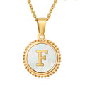 Jewelry wholesale 18K Gold Natural Shell 26 Letter Pendant Stainless Steel Necklace