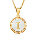 Jewelry wholesale 18K Gold Natural Shell 26 Letter Pendant Stainless Steel Necklace