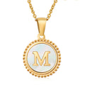 Jewelry wholesale 18K Gold Natural Shell 26 Letter Pendant Stainless Steel Necklace