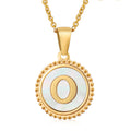 Jewelry wholesale 18K Gold Natural Shell 26 Letter Pendant Stainless Steel Necklace