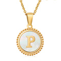 Jewelry wholesale 18K Gold Natural Shell 26 Letter Pendant Stainless Steel Necklace