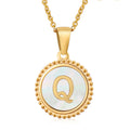 Jewelry wholesale 18K Gold Natural Shell 26 Letter Pendant Stainless Steel Necklace