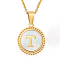 Jewelry wholesale 18K Gold Natural Shell 26 Letter Pendant Stainless Steel Necklace