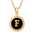 Jewelry wholesale 18K Gold Natural Shell 26 Letter Pendant Stainless Steel Necklace