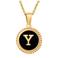 Jewelry wholesale 18K Gold Natural Shell 26 Letter Pendant Stainless Steel Necklace
