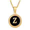 Jewelry wholesale 18K Gold Natural Shell 26 Letter Pendant Stainless Steel Necklace
