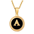 Jewelry wholesale 18K Gold Natural Shell 26 Letter Pendant Stainless Steel Necklace