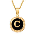 Jewelry wholesale 18K Gold Natural Shell 26 Letter Pendant Stainless Steel Necklace