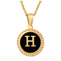 Jewelry wholesale 18K Gold Natural Shell 26 Letter Pendant Stainless Steel Necklace